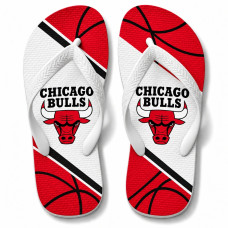 Chinelo Masculino Chicago Bulls Court Branco, Vermelho e Preto