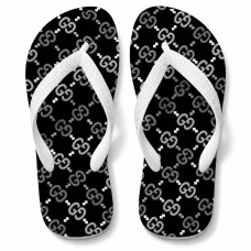 Chinelo Feminino Gucci Black White