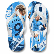 Chinelo Masculino Erling Haaland City Edição Especial Azul e Branco