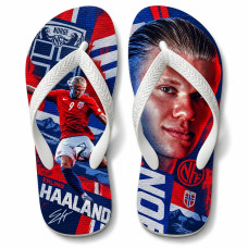 Chinelo Masculino Erling Haaland Noruega Art Azul e Vermelho
