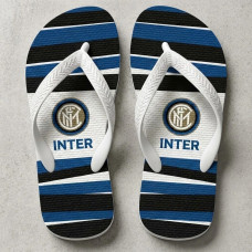 Chinelo Masculino Inter de Milão Listrado Azul Preto e Branco
