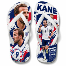 Chinelo Masculino Harry Kane Inglaterra Collage Azul, Vermelho e Branco