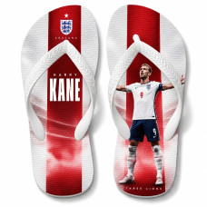 Chinelo Masculino Harry Kane Inglaterra Three Lions Branco e Vermelho