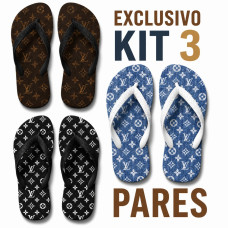 Kit 3 Chinelos Feminino Louis Vuitton