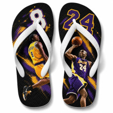 Chinelo Masculino Los Angeles Lakers Kobe Bryant Lenda 8 e 24 Preto, Roxo e Amarelo