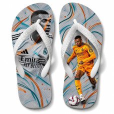 Chinelo Masculino Kylian Mbappé Real Madrid Waves Laranja e Branco