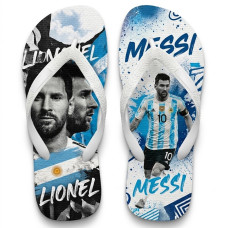 Chinelo Masculino Lionel Messi Seleção Argentina Azul e Branco