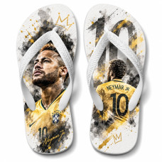 Chinelo Masculino Neymar Jr Brasil Gold Branco e Dourado Chinelo Masculino Neymar Jr Brasil Gold Branco e Dourado