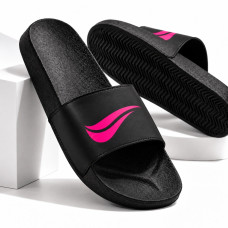 Chinelo Slide Feminino Preto Rosa