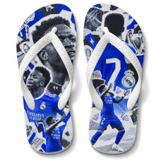 Chinelo Masculino Vini Jr Champions Collage Azul e Branco