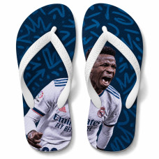 Chinelo Masculino Vini Jr Grito de Gol Azul e Branco