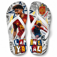 Chinelo Masculino Lamine Yamal Espanha Graffiti Vermelho e Amarelo